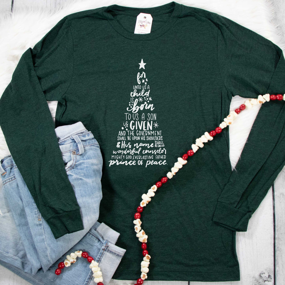 ellyandgrace 3501 For Unto Us Tree Crew Longsleeve US