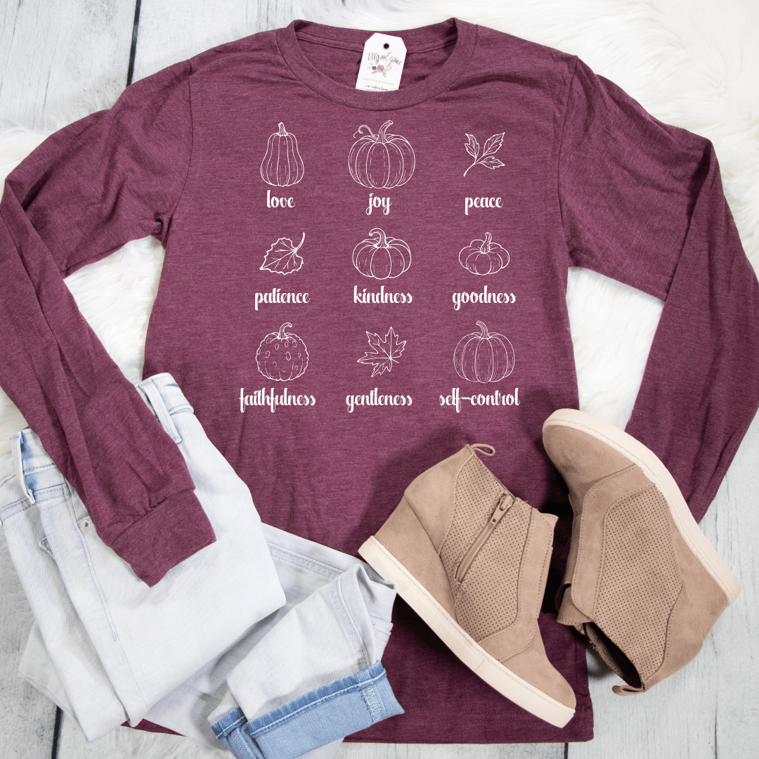 ellyandgrace 3501 Fruit Of The Spirit Pumpkins Crew Longsleeve Shirt