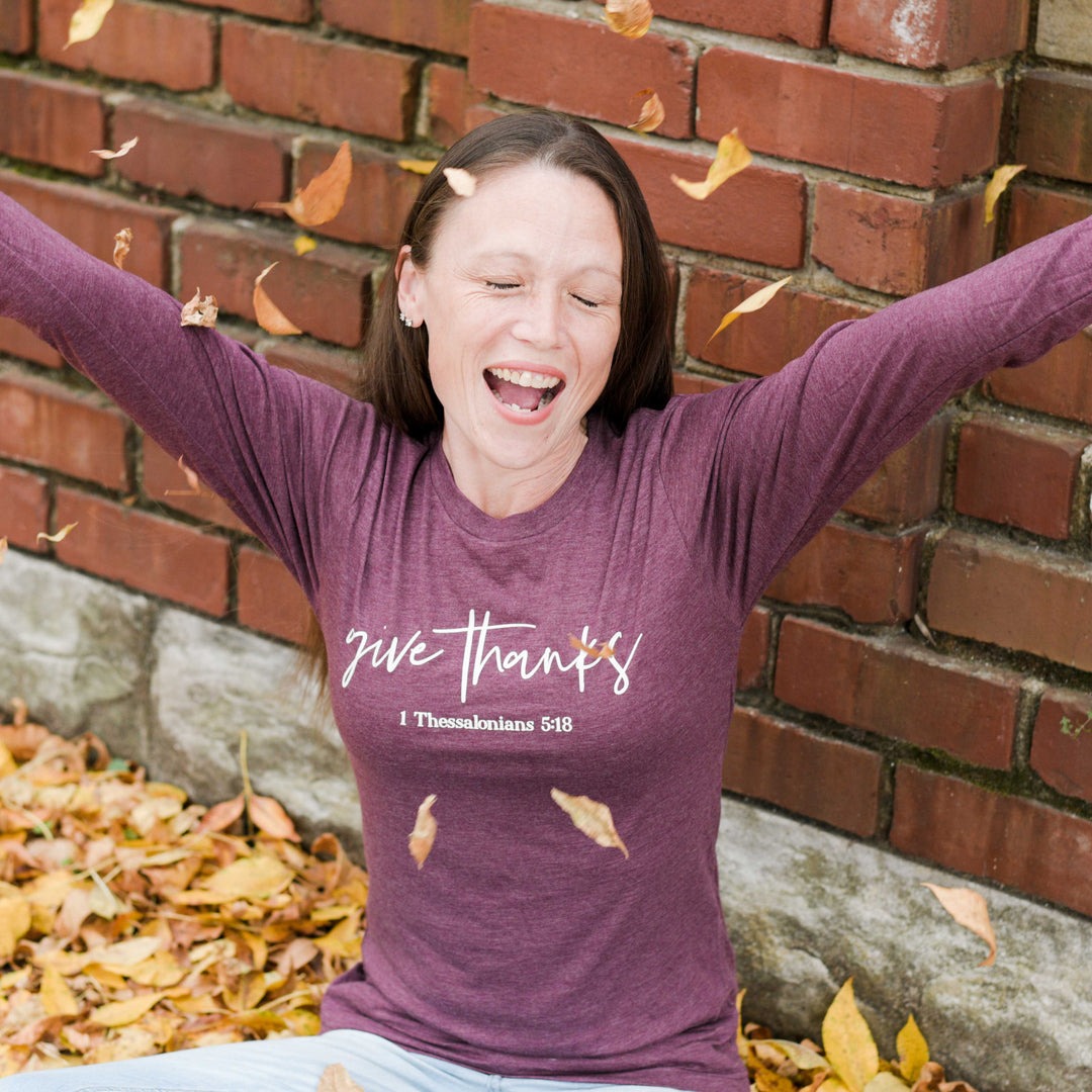 ellyandgrace 3501 Give Thanks Crew Longsleeve