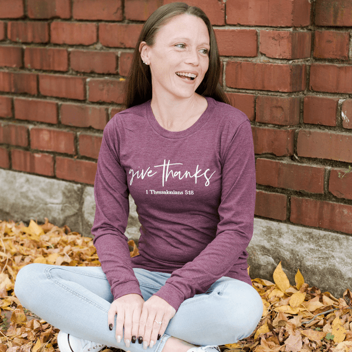 ellyandgrace 3501 Give Thanks Crew Longsleeve