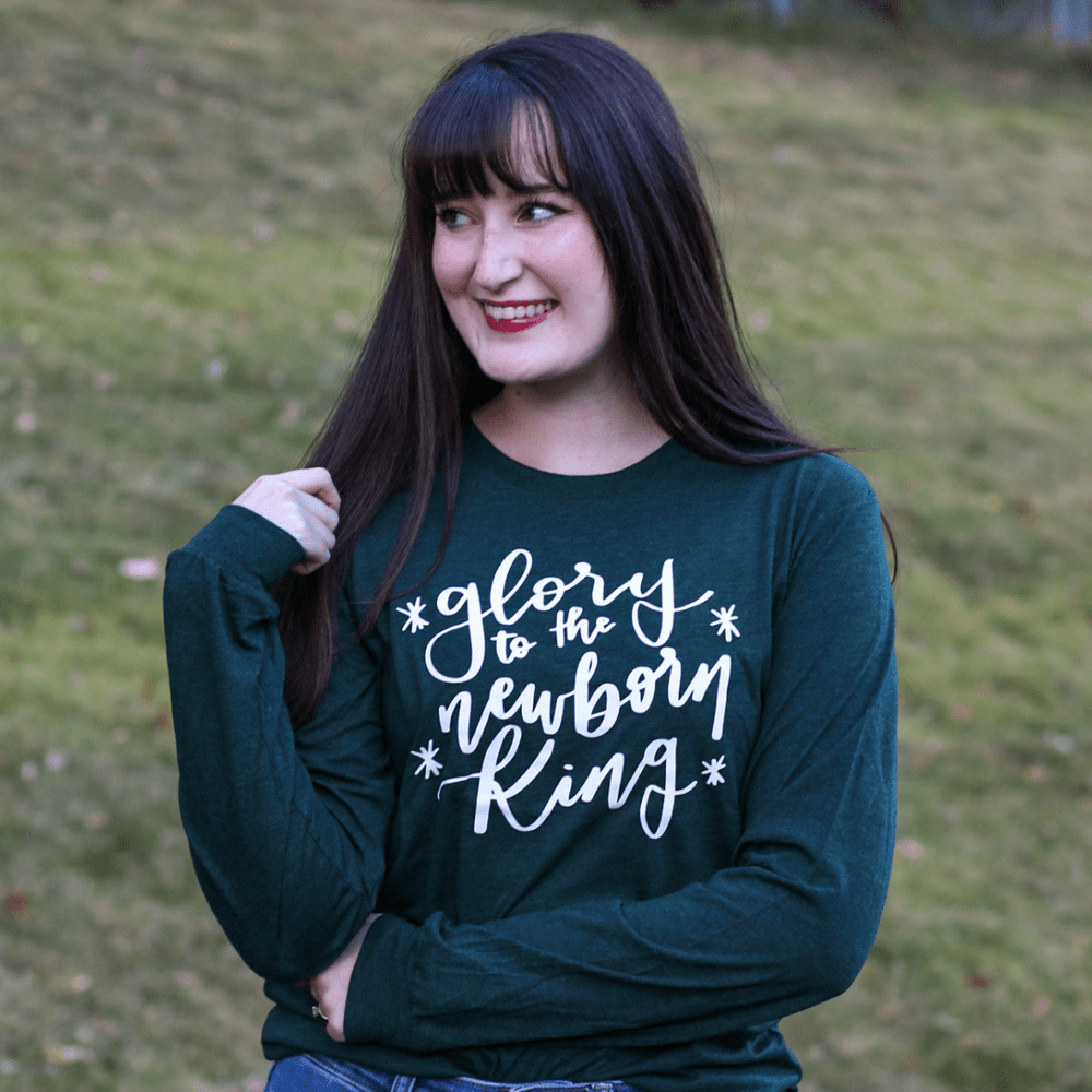 ellyandgrace 3501 Glory to the Newborn King Crew Longsleeve