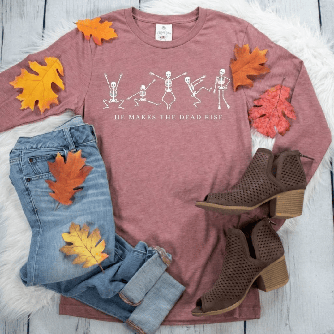 ellyandgrace 3501 He Makes The Dead Rise Crew Longsleeve