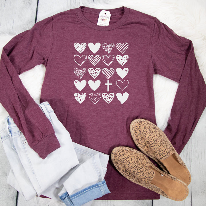 ellyandgrace 3501 Hearts & Cross Crew Longsleeve