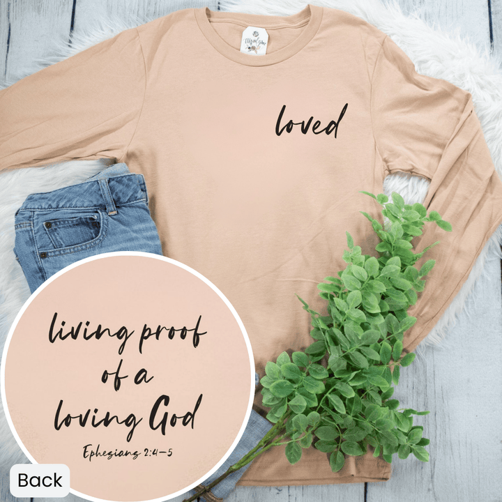 ellyandgrace 3501 Living Proof of a Loving God Crew Longsleeve