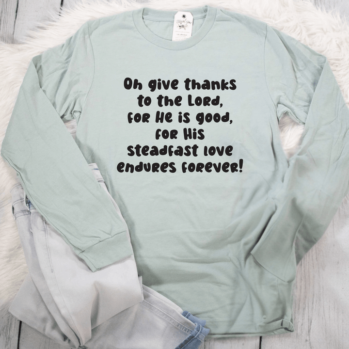 ellyandgrace 3501 O Give Thanks Crew Longsleeve