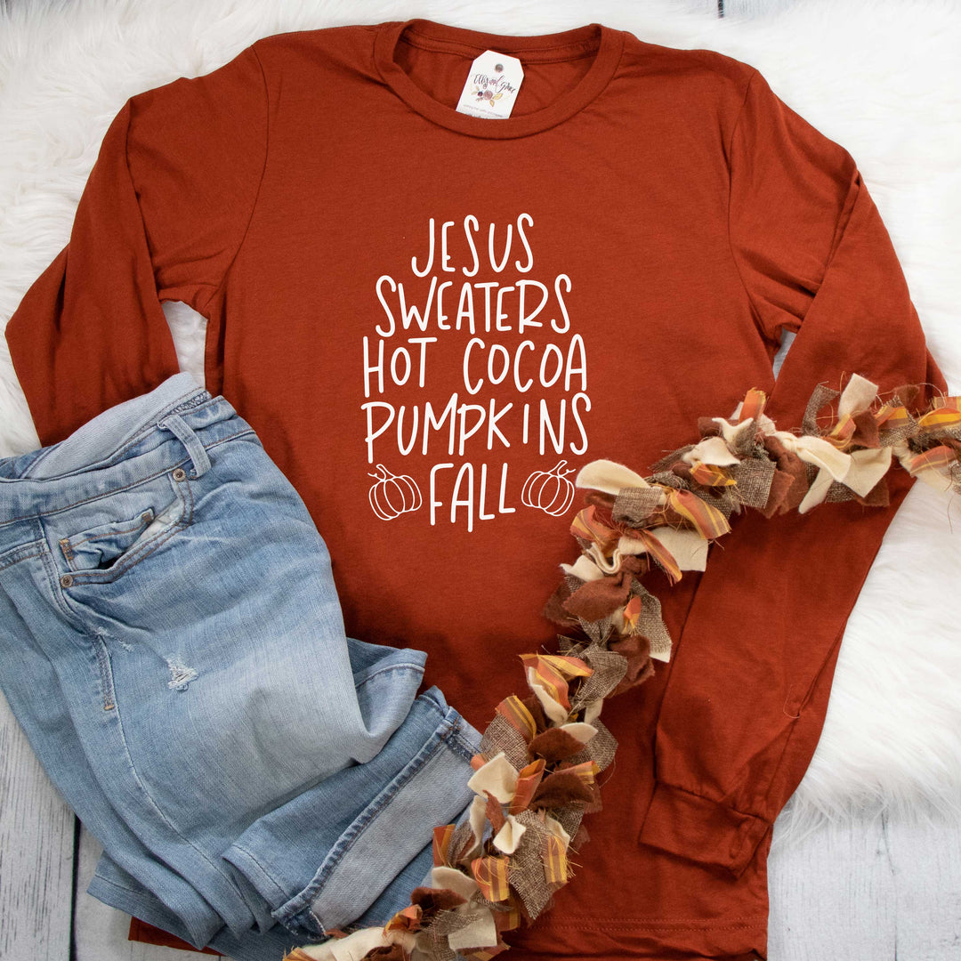 ellyandgrace 3501 Unisex Small / Brick Triblend Fall Things Crew Longsleeve