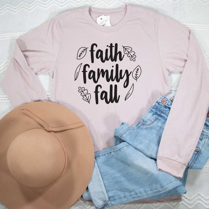 ellyandgrace 3501 Unisex Small / Heather Pink Gravel Faith Family Fall Crew Longsleeve