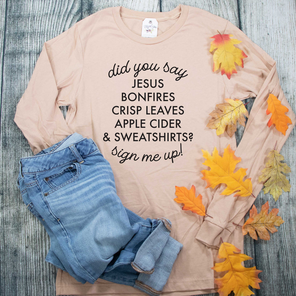 ellyandgrace 3501 Unisex Small / Sand Dune Did You Say? Fall Crew Longsleeve