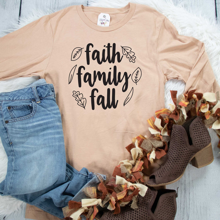 ellyandgrace 3501 Unisex Small / Sand Dune Faith Family Fall Crew Longsleeve