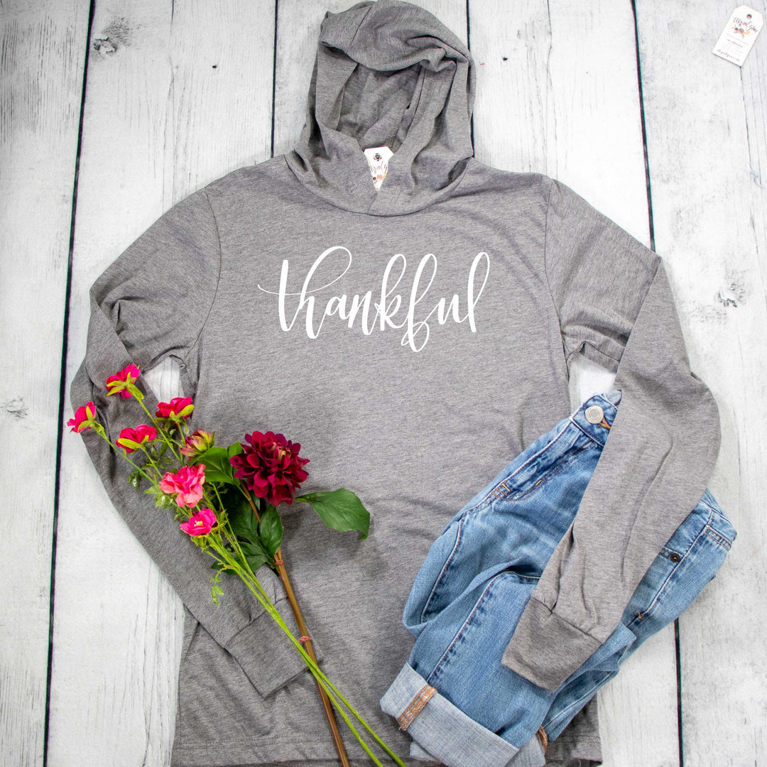 ellyandgrace 3512 Unisex XS / Grey Triblend Thankful T-Shirt Hoodie