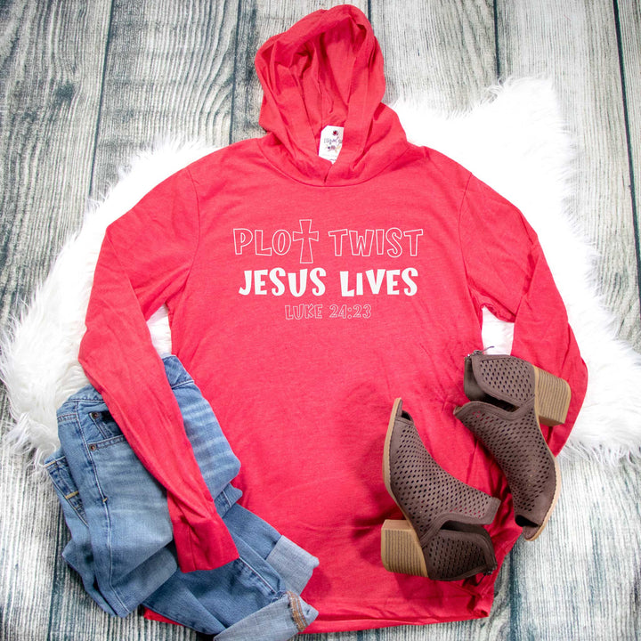 ellyandgrace 3512 Unisex XS / Heather Red Cross Plot Twist T-Shirt Hoodie