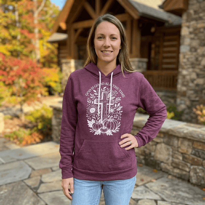 ellyandgrace 3719 Cross God Is Good All The Time Premium Fleece Hoodie