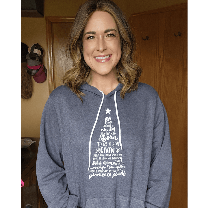 ellyandgrace 3719 For Unto Us Tree Premium Fleece Hoodie