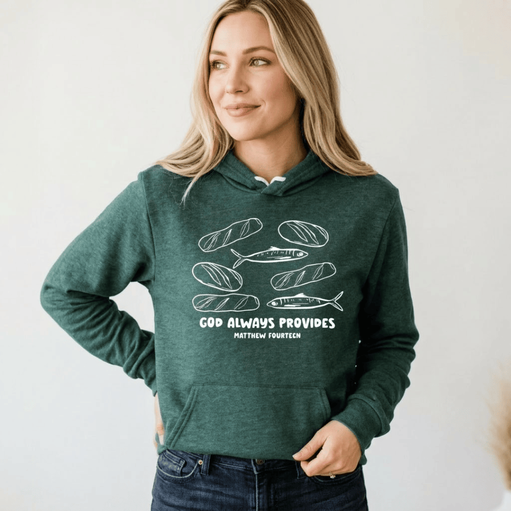 ellyandgrace 3719 God Always Provides Premium Fleece Hoodie