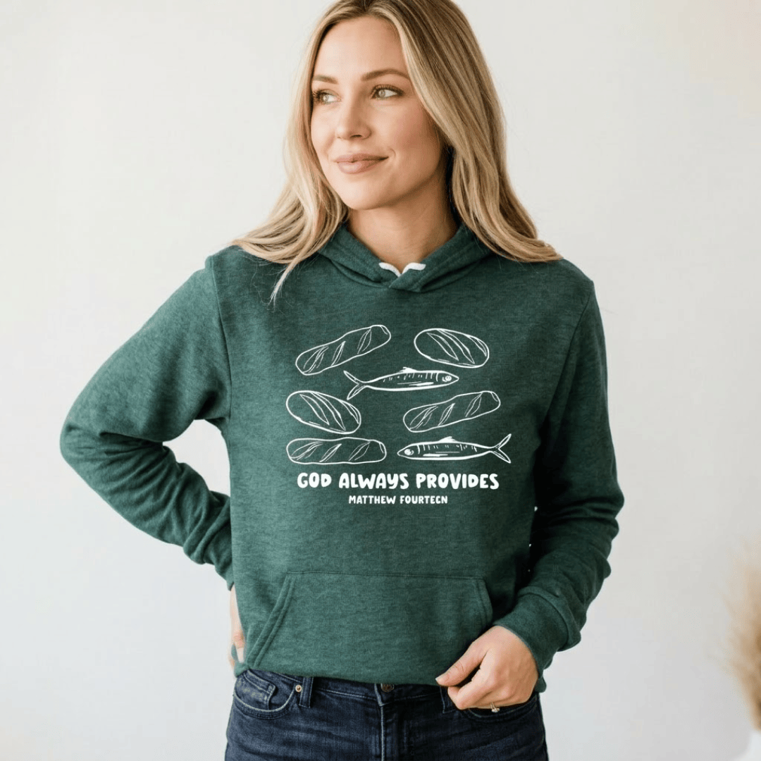 ellyandgrace 3719 God Always Provides Premium Fleece Hoodie