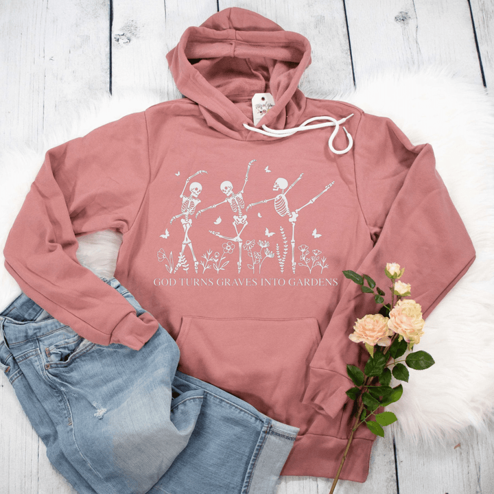 ellyandgrace 3719 God Turns Graves Into Gardens Premium Fleece Hoodie