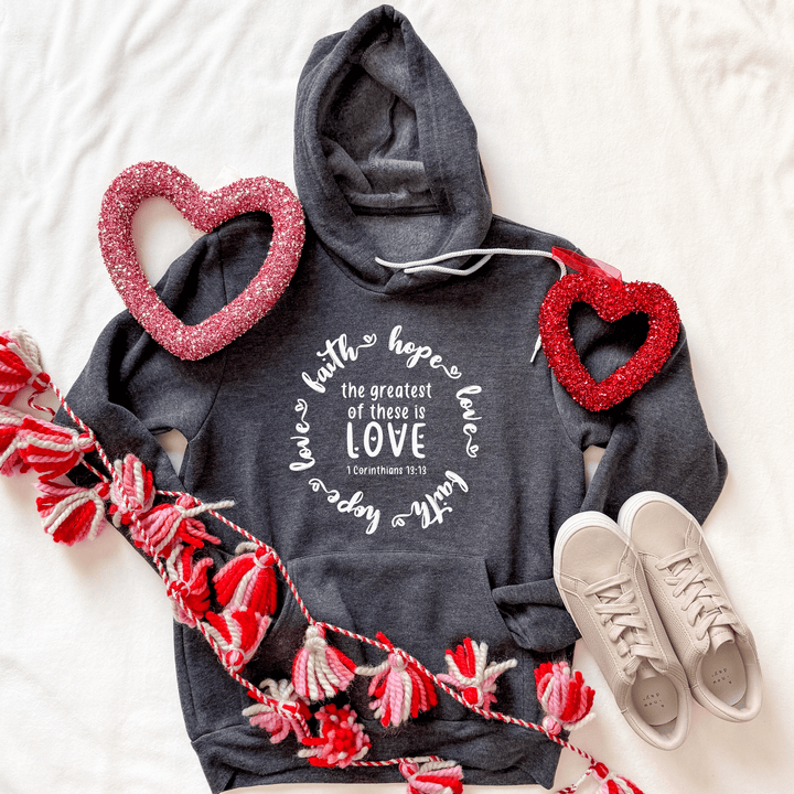 ellyandgrace 3719 Greatest Is Love Premium Fleece Hoodie