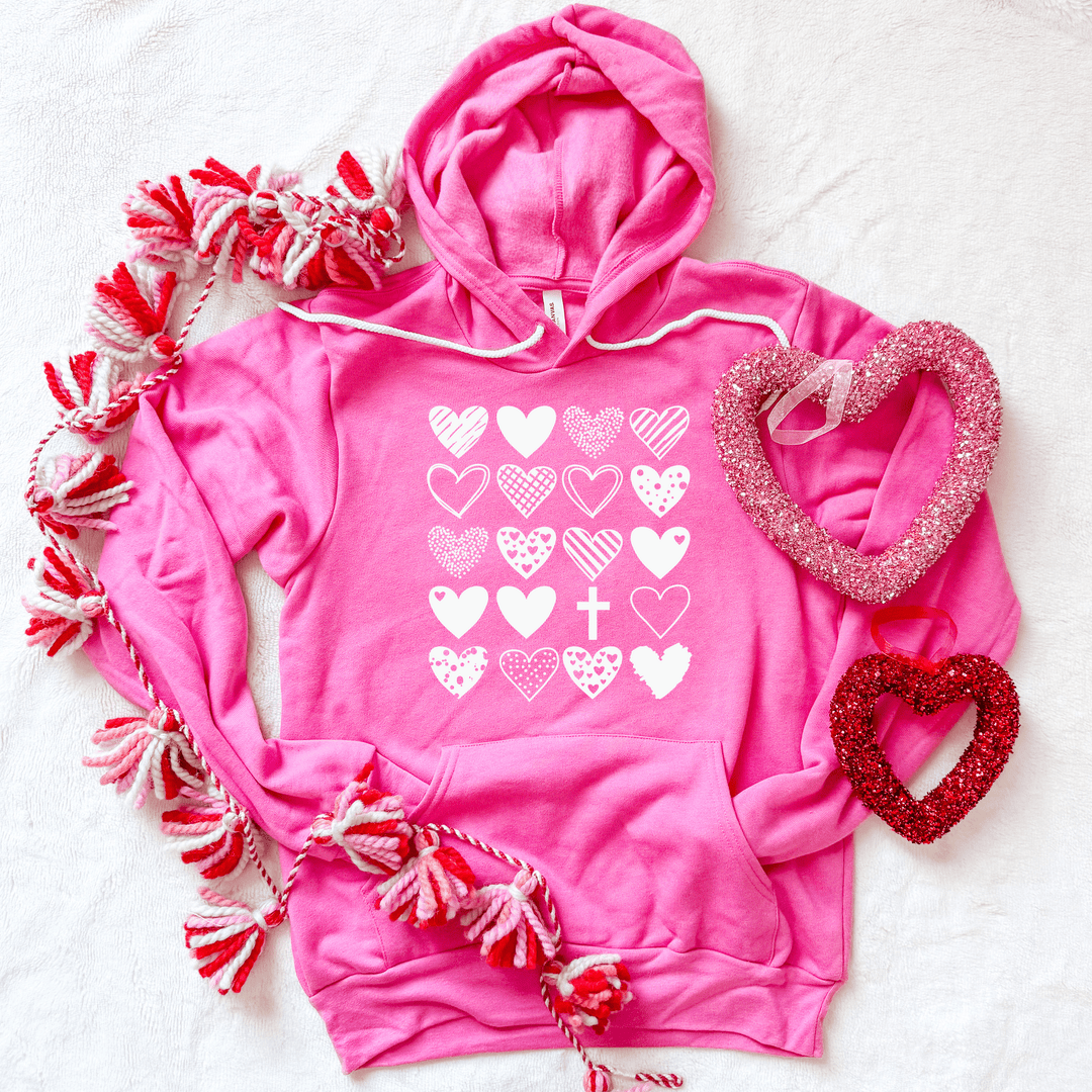 ellyandgrace 3719 Hearts & Cross Premium Fleece Hoodie