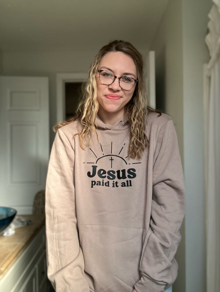 ellyandgrace 3719 Jesus Paid it All Premium Fleece Hoodie