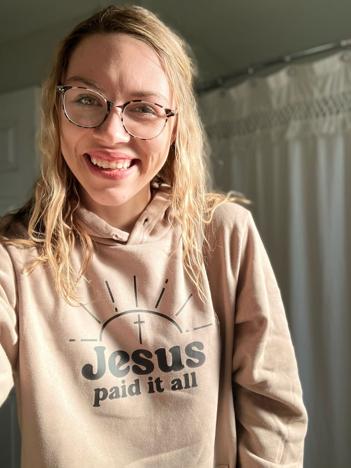 ellyandgrace 3719 Jesus Paid it All Premium Fleece Hoodie