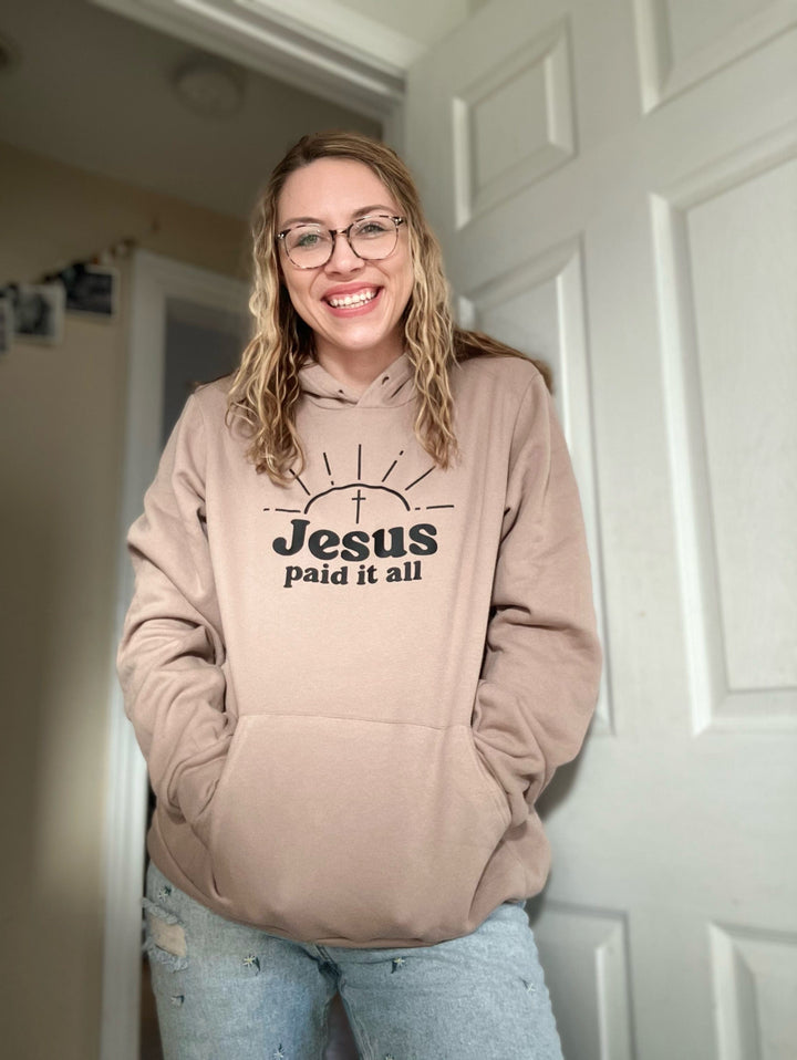 ellyandgrace 3719 Jesus Paid it All Premium Fleece Hoodie