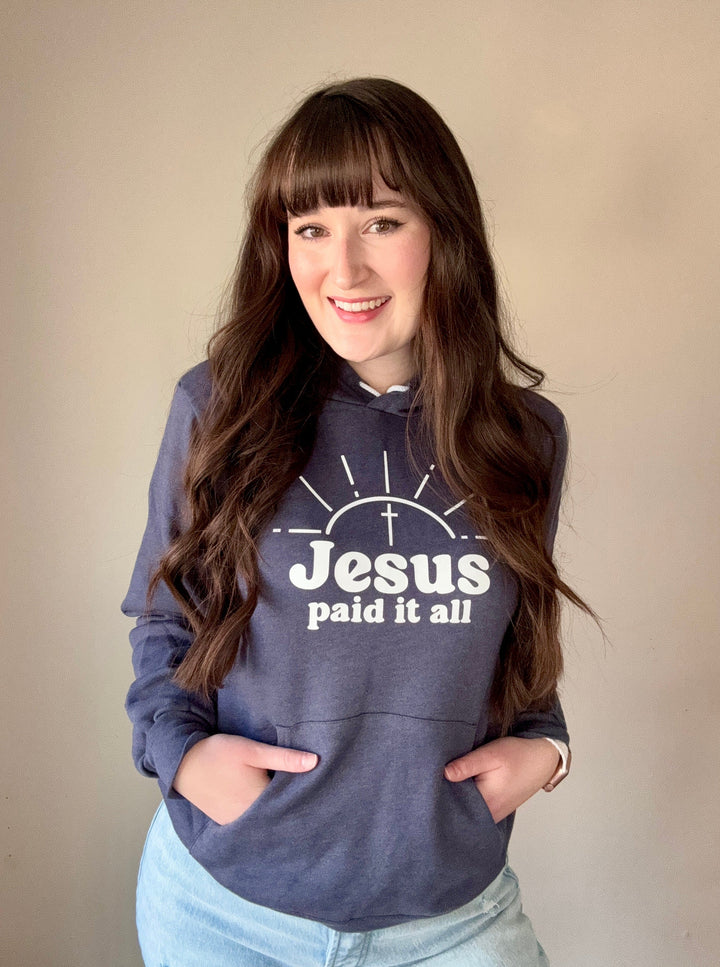 ellyandgrace 3719 Jesus Paid it All Premium Fleece Hoodie