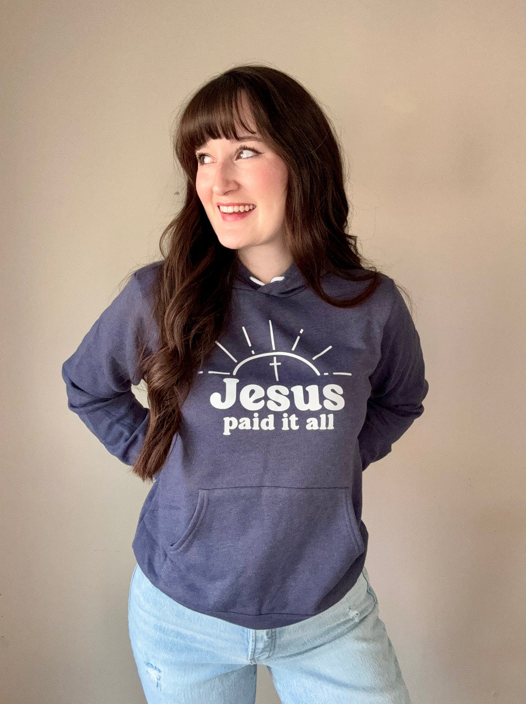 ellyandgrace 3719 Jesus Paid it All Premium Fleece Hoodie