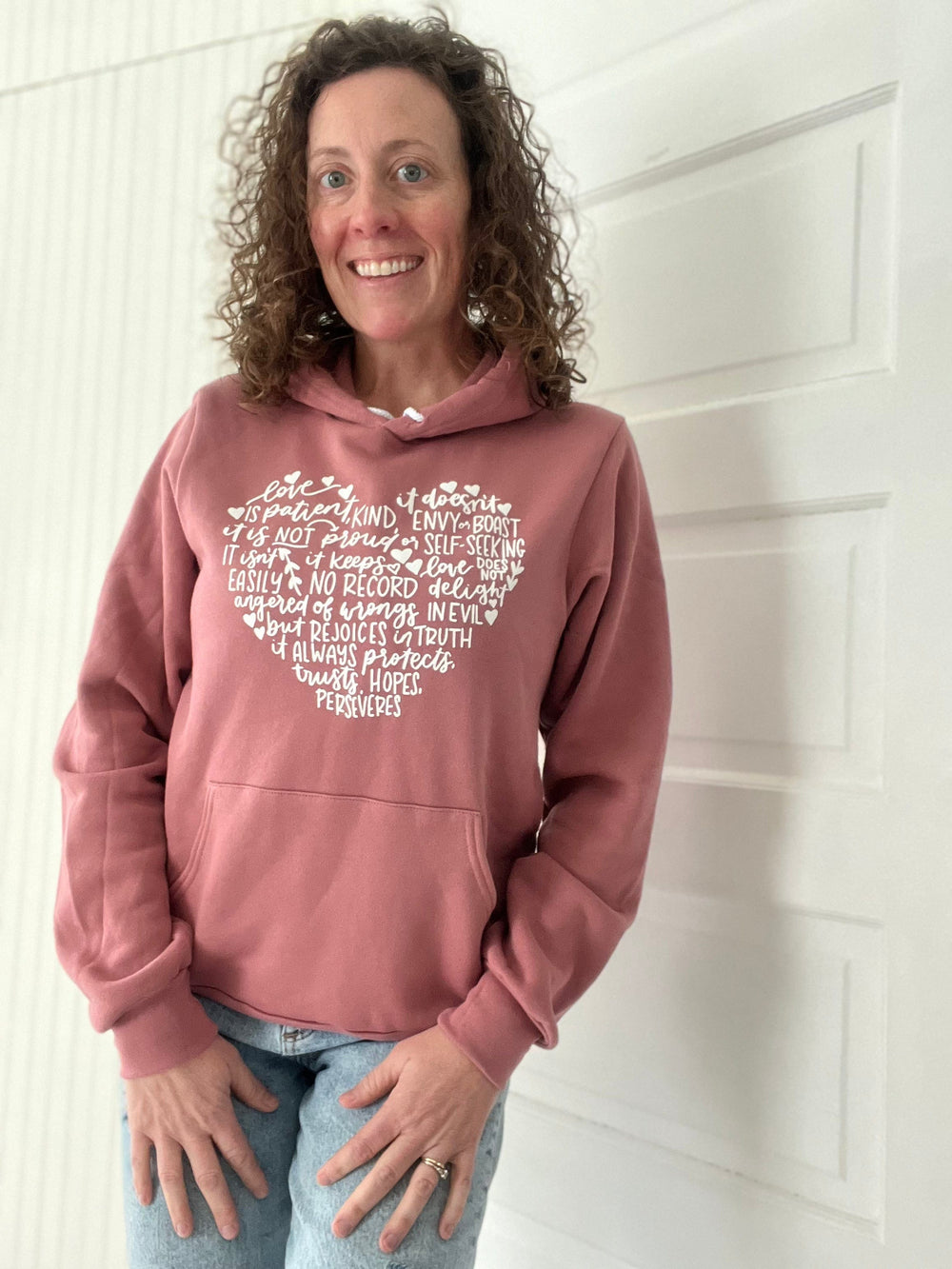 ellyandgrace 3719 Love Is Patient Heart Premium Fleece Hoodie