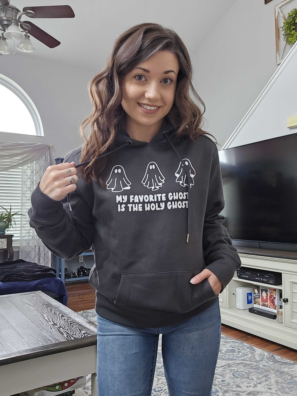 ellyandgrace 3719 My Favorite Ghost Is The Holy Ghost NEW Fall Premium Fleece Hoodie