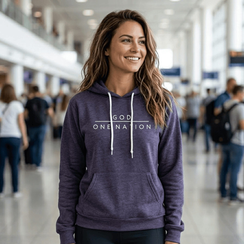 ellyandgrace 3719 One Nation Under God Premium Fleece Hoodie