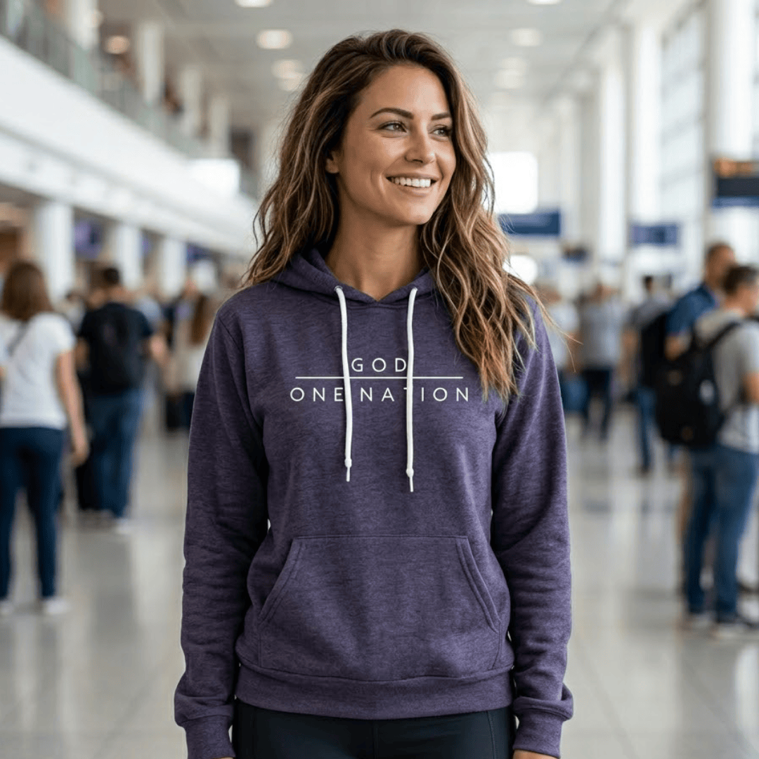ellyandgrace 3719 One Nation Under God Premium Fleece Hoodie
