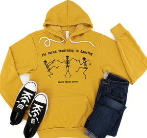 Skeleton Mourning To Dancing Fall Premium Fleece Hoodie