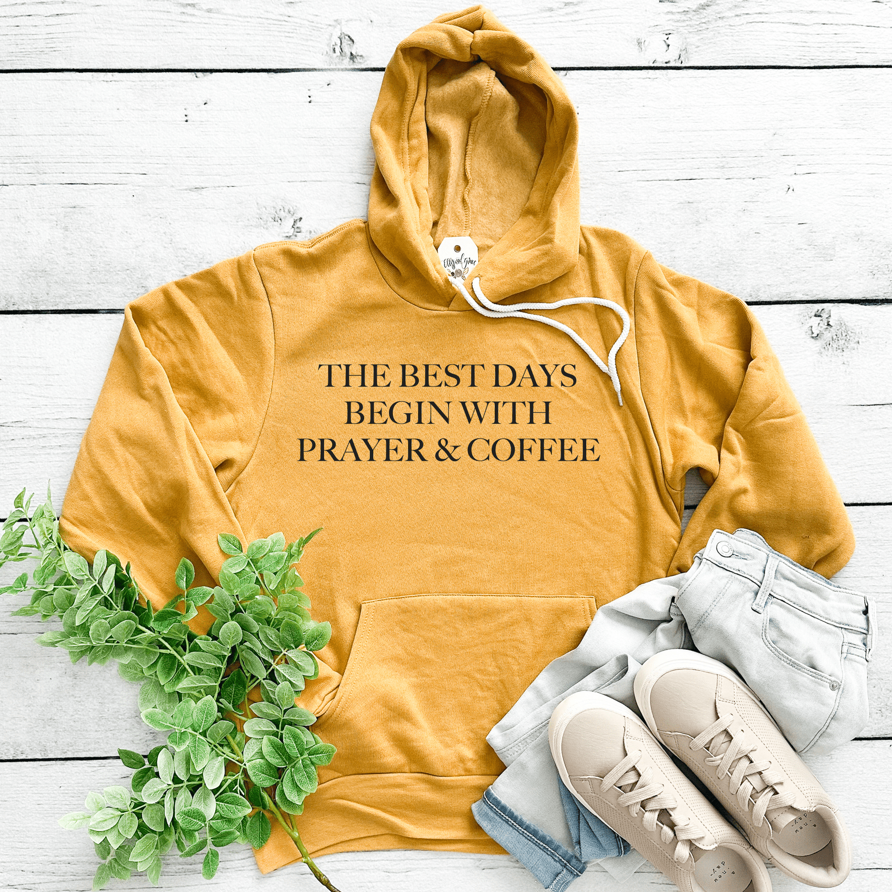The Best Days Begin With Prayer And Coffee Fall Premium Fleece Hoodie