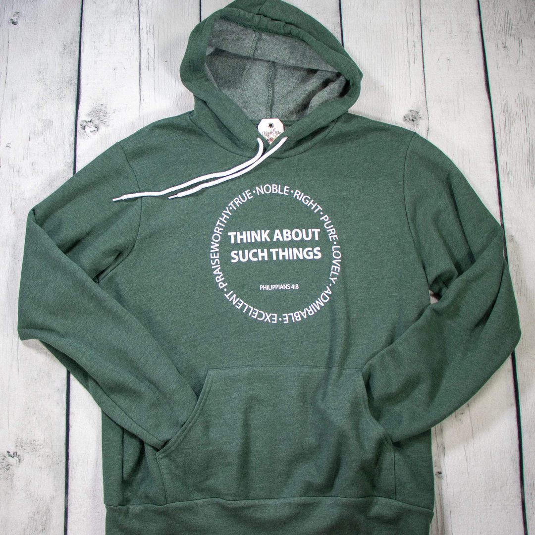ellyandgrace 3719 Unisex Small / Heather Forest Think About Such Things Premium Fleece Hoodie