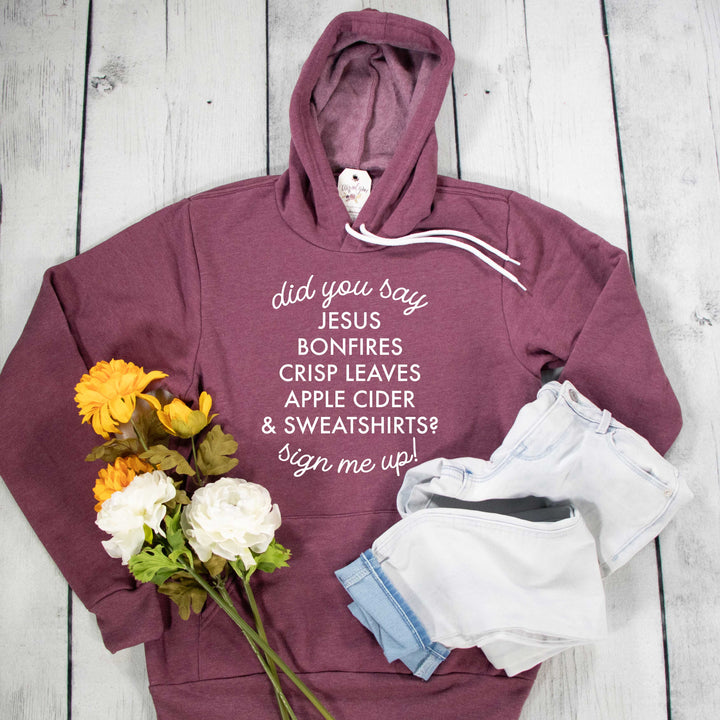 ellyandgrace 3719 Unisex Small / Heather Maroon Did You Say? Fall Premium Fleece Hoodie