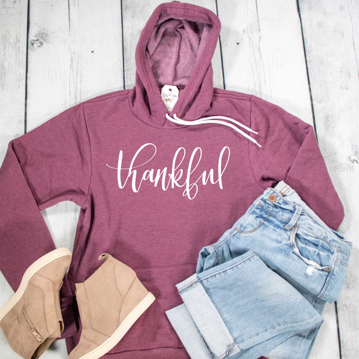 ellyandgrace 3719 Unisex Small / Heather Maroon Thankful Premium Fleece Hoodie