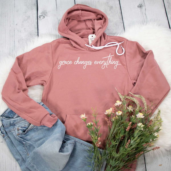 ellyandgrace 3719 Unisex Small / Mauve Grace Changes Everything Premium Fleece Hoodie
