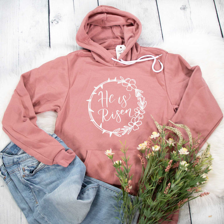 ellyandgrace 3719 Unisex Small / Mauve He is Risen Crown Premium Fleece Hoodie