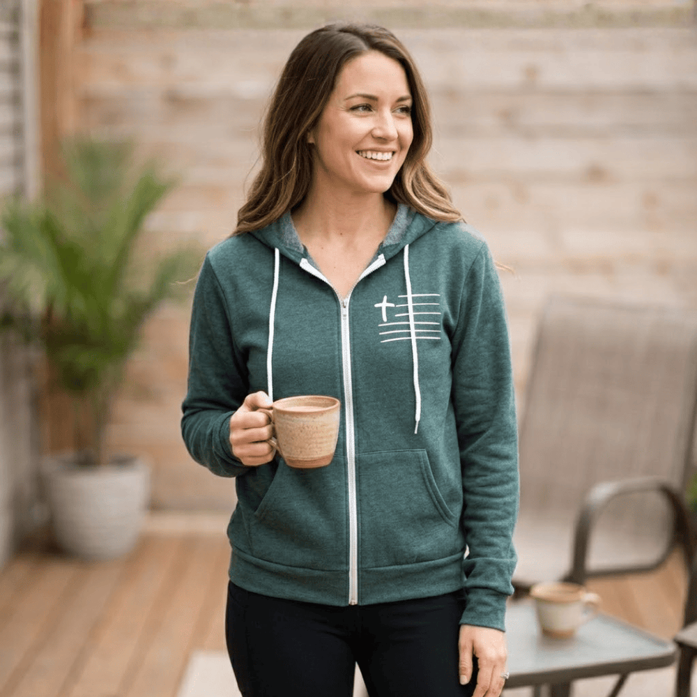 ellyandgrace 3739F Cross Flag Premium Fleece Zip Up Hoodie