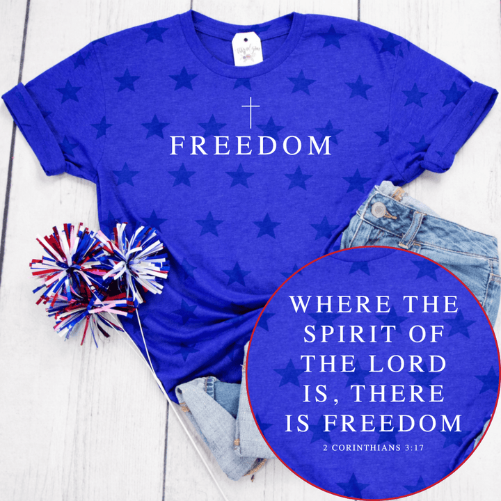 ellyandgrace 3929 Freedom Unisex Star Tee