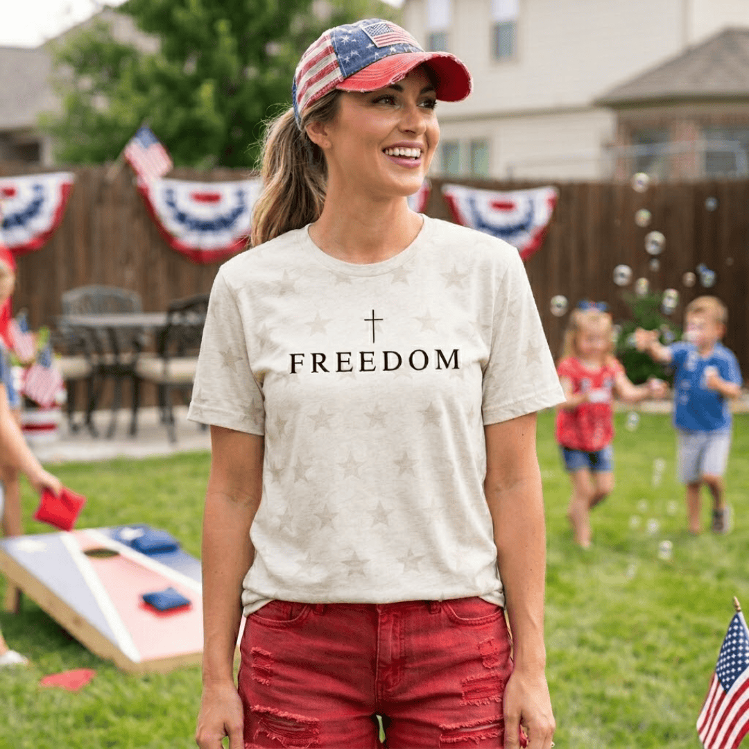 ellyandgrace 3929 Freedom Unisex Star Tee