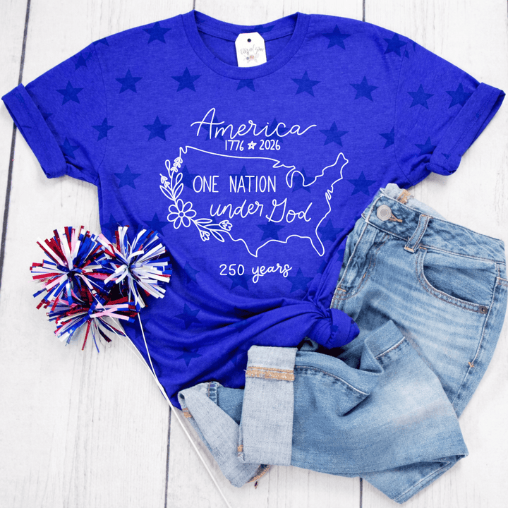 ellyandgrace 3929 Happy Birthday America! Unisex Star Tee