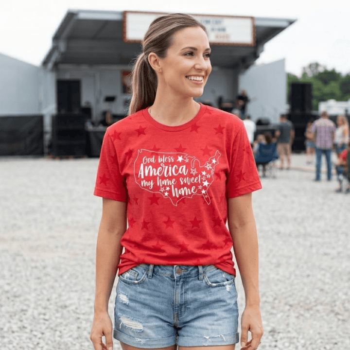 ellyandgrace 3929 Home Sweet Home Unisex Star Tee
