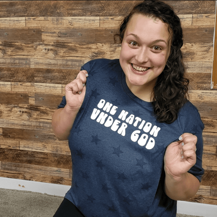 ellyandgrace 3929 One Nation Under God Retro Star Unisex Tee