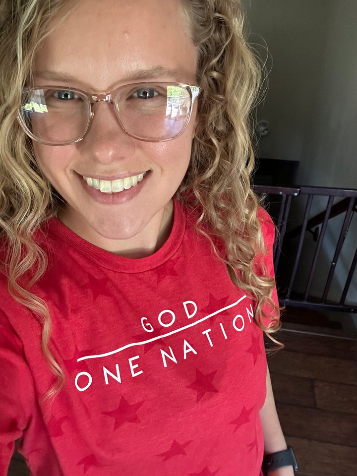 ellyandgrace 3929 One Nation Under God Star Unisex Tee