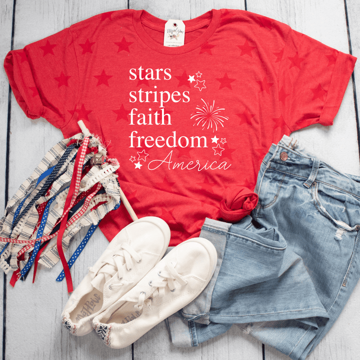 ellyandgrace 3929 Stars + Stripes Unisex Star Tee