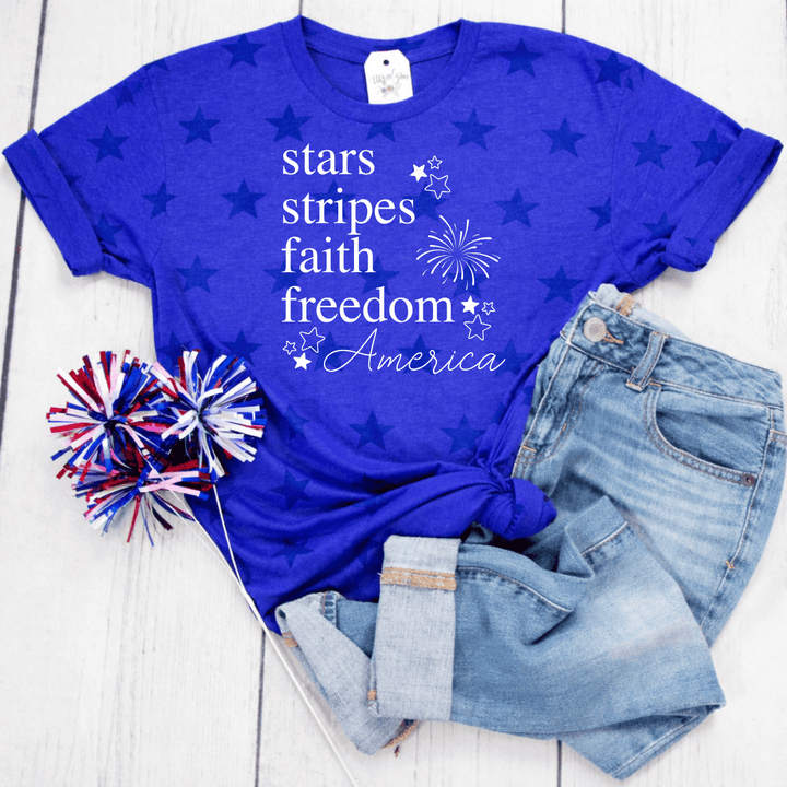 ellyandgrace 3929 Stars + Stripes Unisex Star Tee