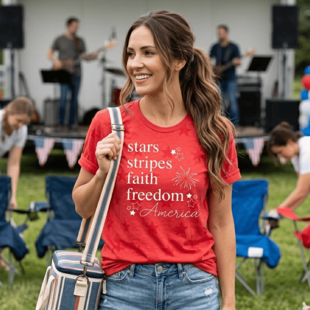 ellyandgrace 3929 Stars + Stripes Unisex Star Tee