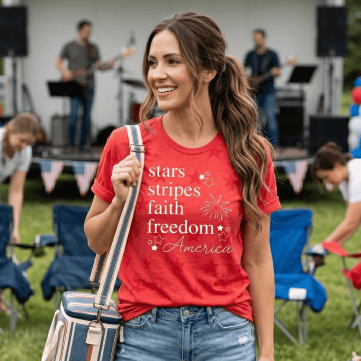 ellyandgrace 3929 Stars + Stripes Unisex Star Tee