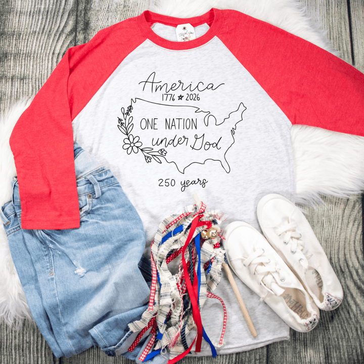 ellyandgrace 6051 Happy Birthday America! Raglan
